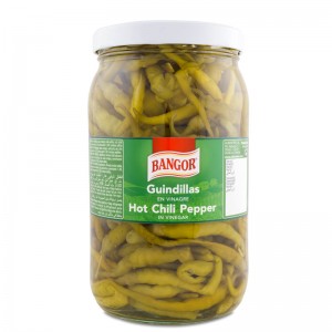 Green Hot Chilli Peppers glass jar 1/2
